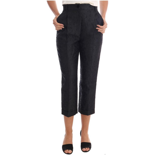 Dolce & Gabbana Black Floral Brocade Capri Pants BYX1126-2