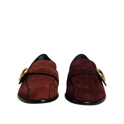 Dolce & Gabbana Bordeaux Suede Loafers Formal Men Dress Shoes