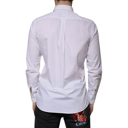 Dolce & Gabbana White Cotton Long Sleeve Formal Dress Shirt