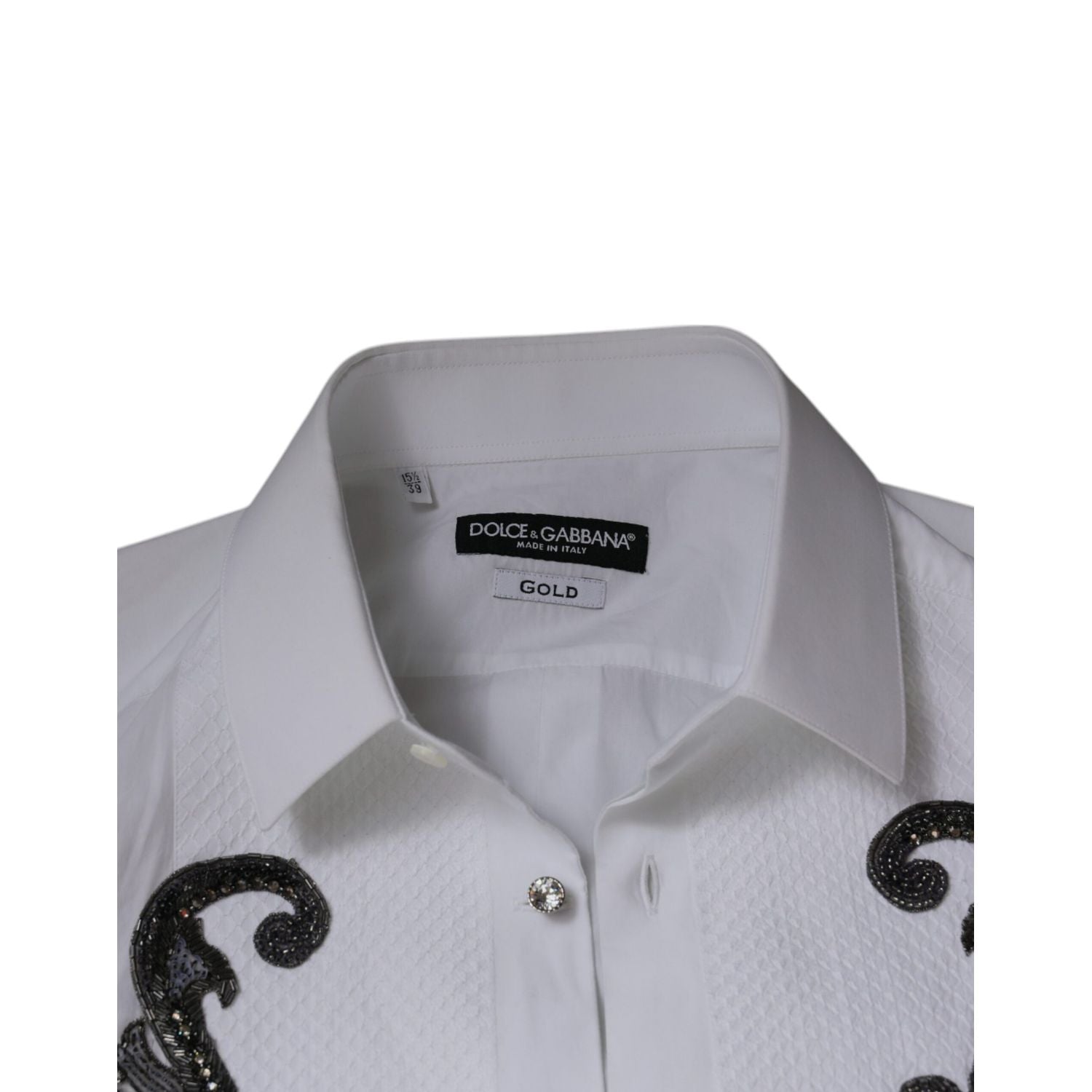 Dolce & Gabbana White Slim Fit Baroque GOLD Men Dress Shirt