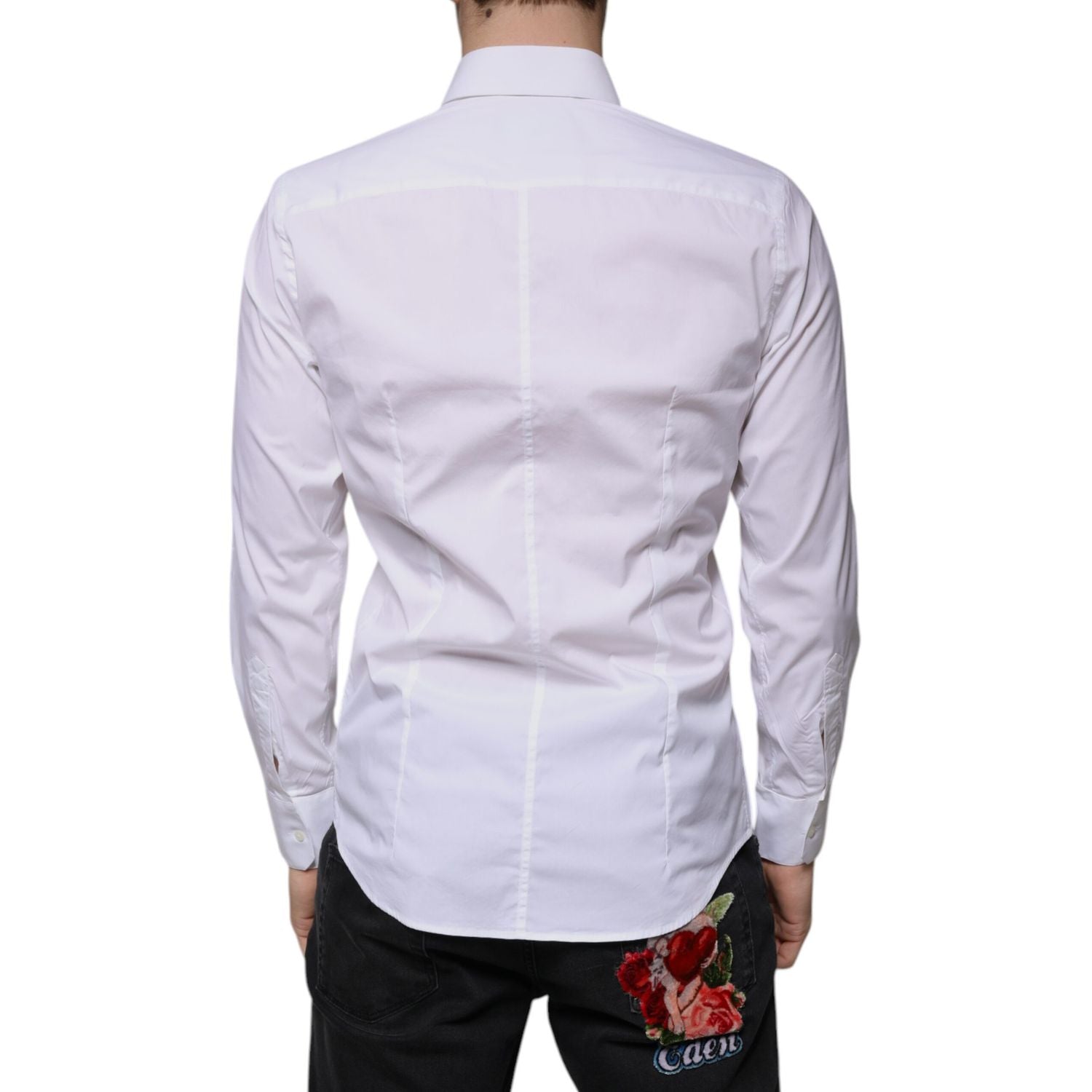 Dolce & Gabbana White Cotton Blend Men MARTINI Dress Shirt