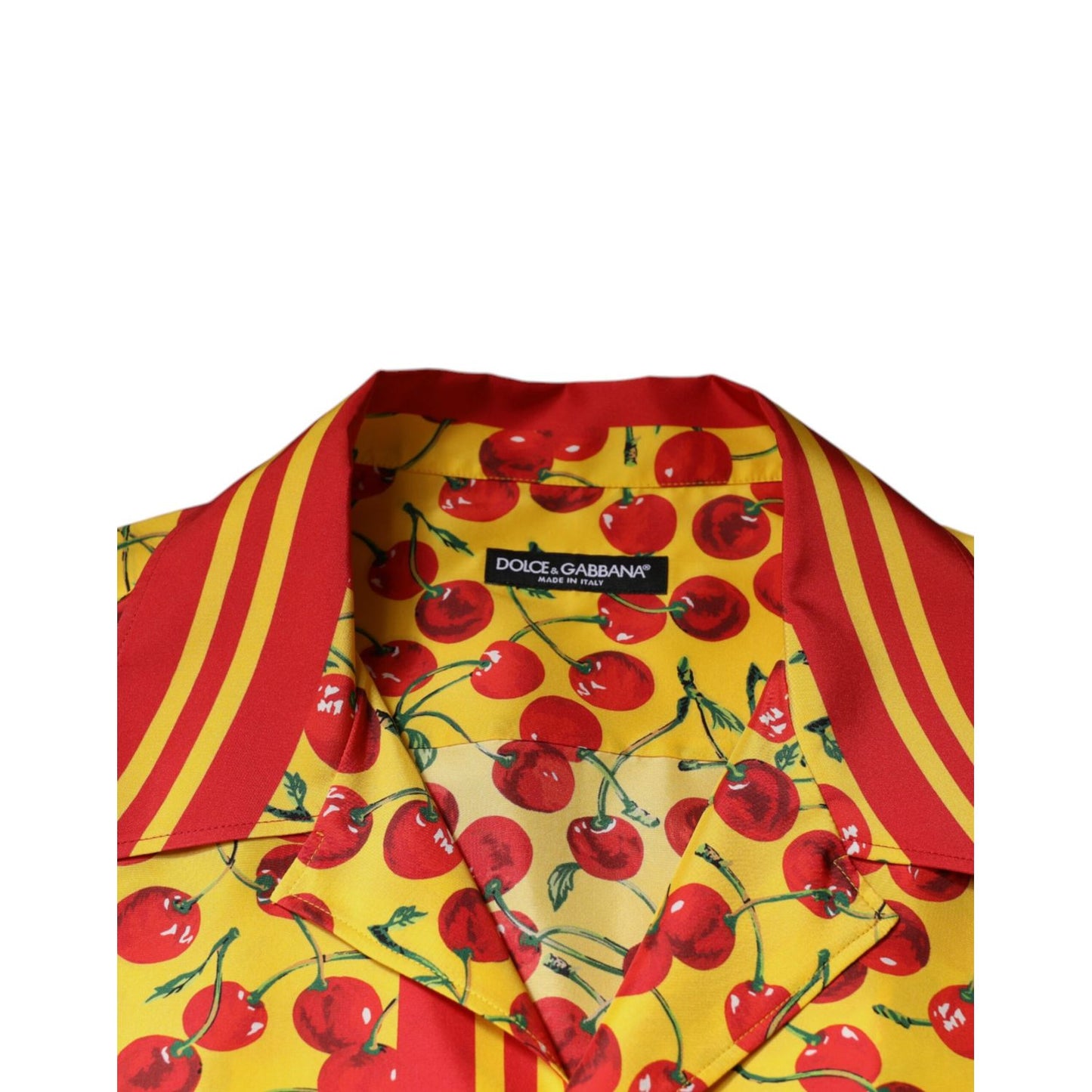 Dolce & Gabbana Yellow Cherry Button Down Silk Casual Shirt
