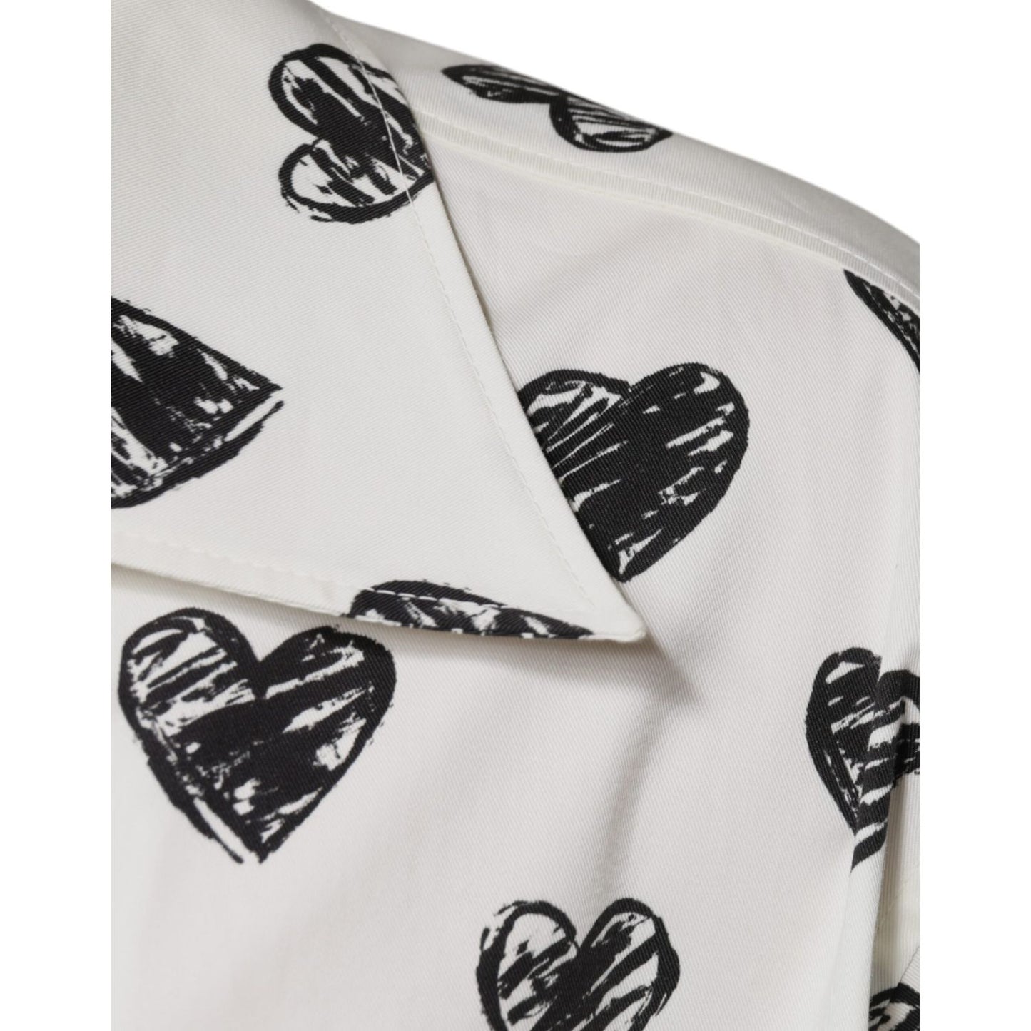 Dolce & Gabbana White Heart Print Short Sleeve Casual Shirt