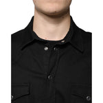 Dolce & Gabbana Black Cotton Collared Button Down Shirt