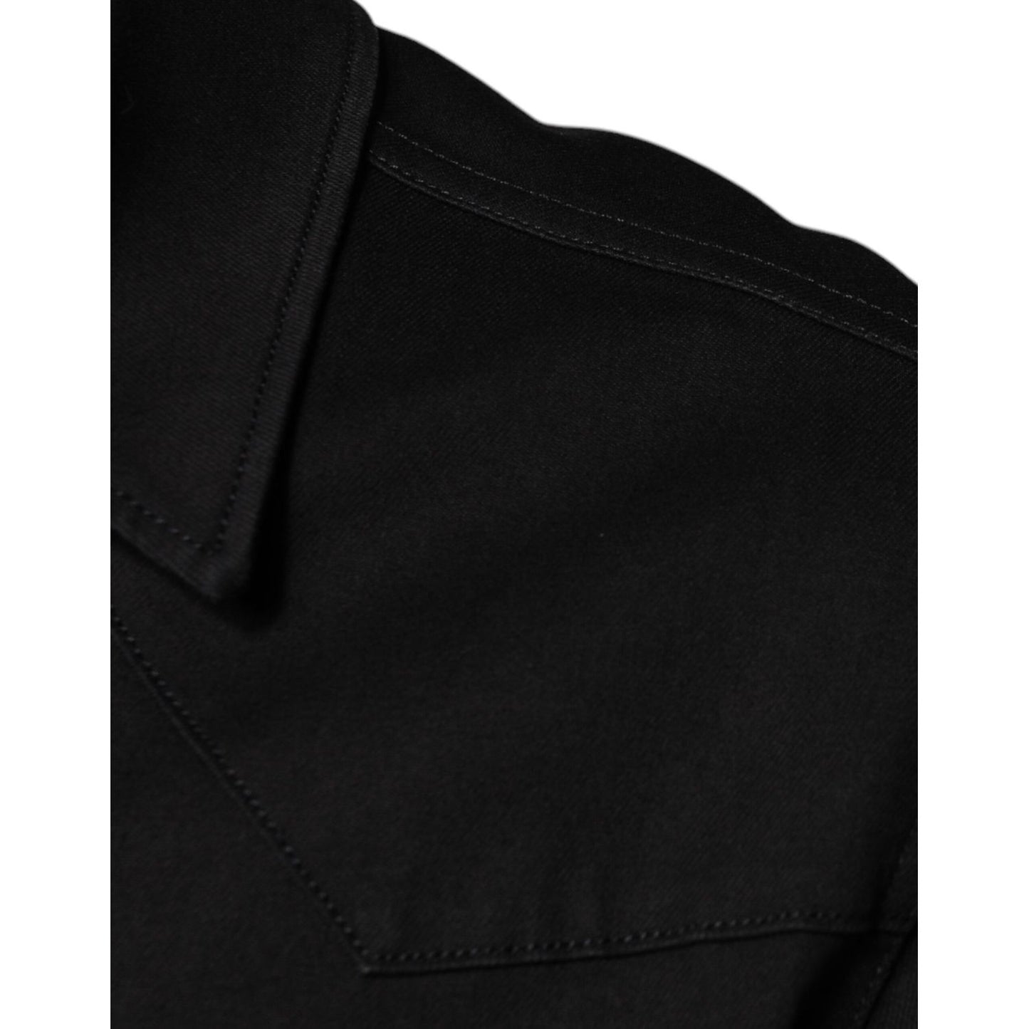 Dolce & Gabbana Black Cotton Collared Button Down Shirt