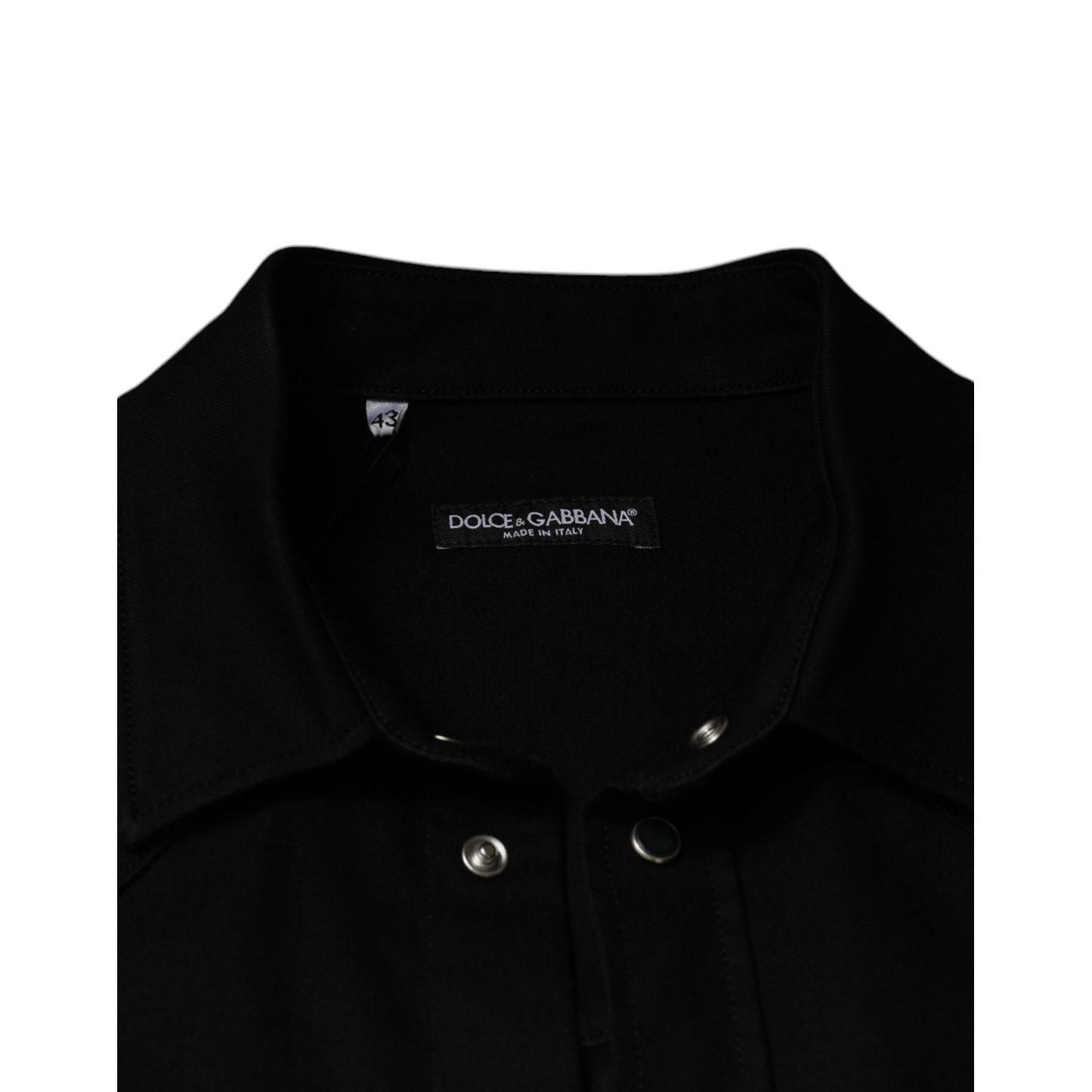 Dolce & Gabbana Black Cotton Collared Button Down Shirt