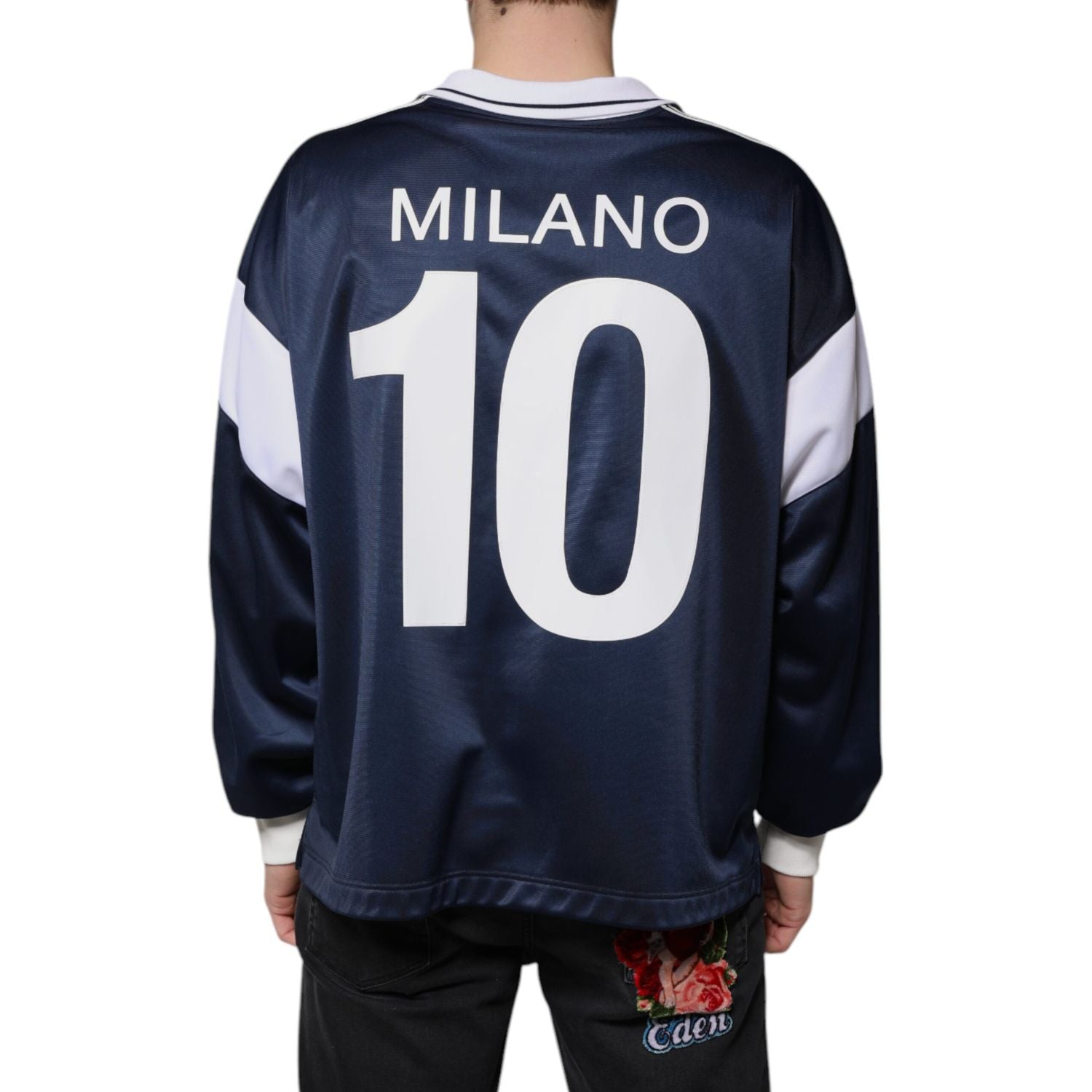 Dolce & Gabbana Blue White Milano Long Sleeve Jersey T-shirt