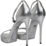 Dolce & Gabbana Silver Leather Platform Keira Sandals Shoes