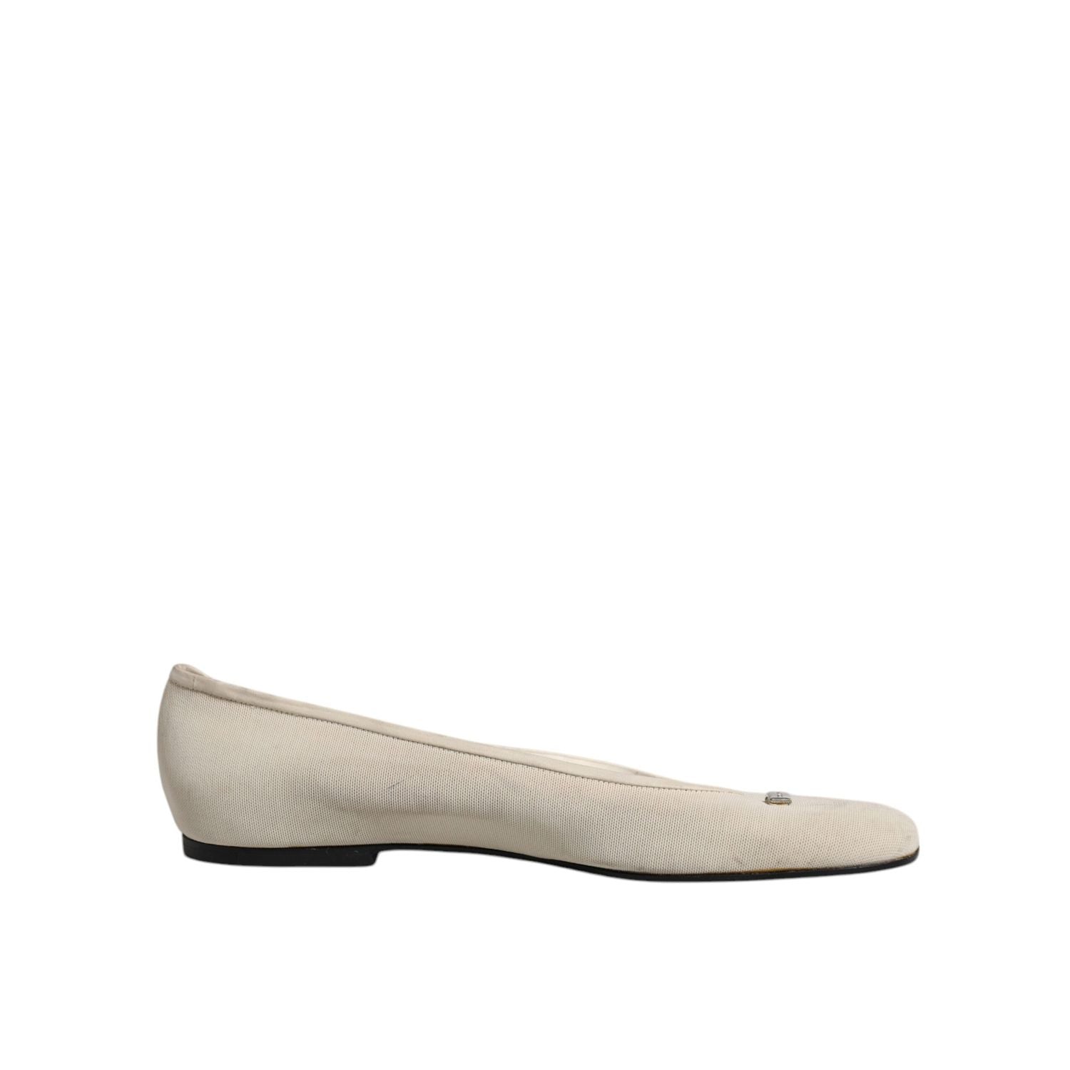 Dolce & Gabbana Beige Fabric Slip On Ballerina Flats Shoes