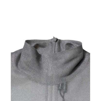 Dolce & Gabbana Grey Mesh Turtleneck Long Sleeve Blouse Top