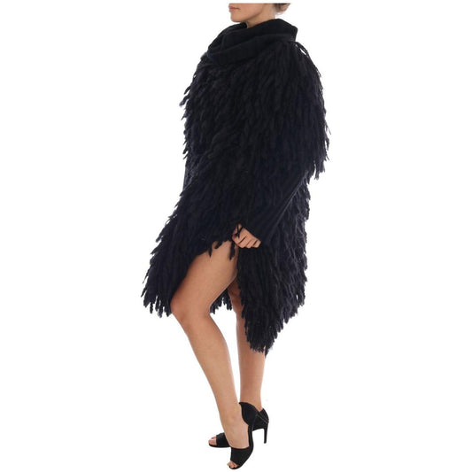Dolce & Gabbana Black Fringes Wool Pullover Sweater KOS1131#2-1