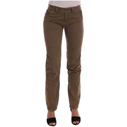 Ermanno Scervino Brown Cotton Casual Slim Fit Pants BYX1159-1