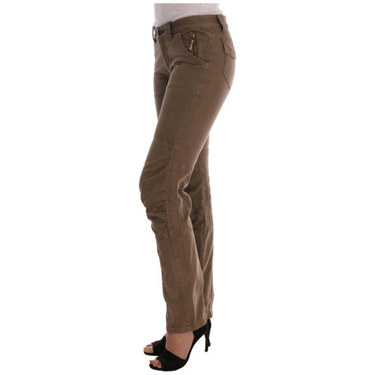 Ermanno Scervino Brown Cotton Casual Slim Fit Pants BYX1159-1