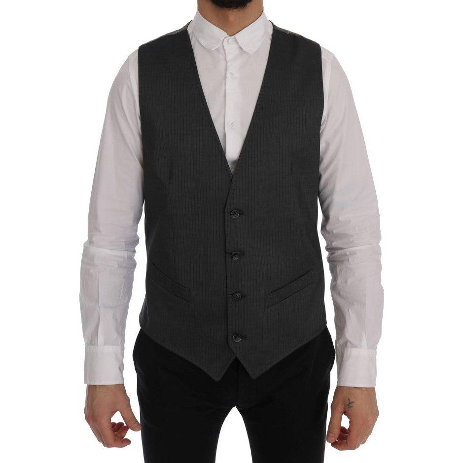Dolce & Gabbana Gray STAFF Cotton Rayon Vest