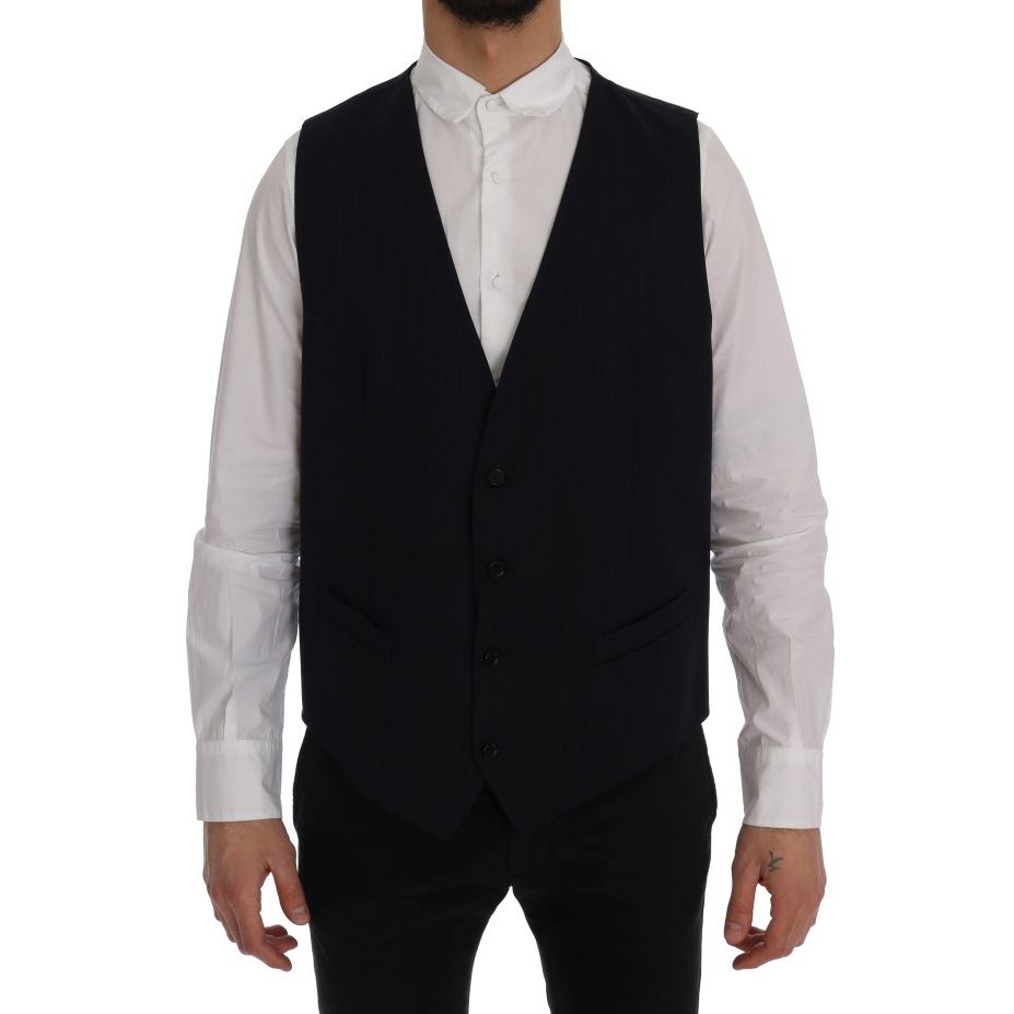 Dolce & Gabbana Blue STAFF Wool Stretch Vest