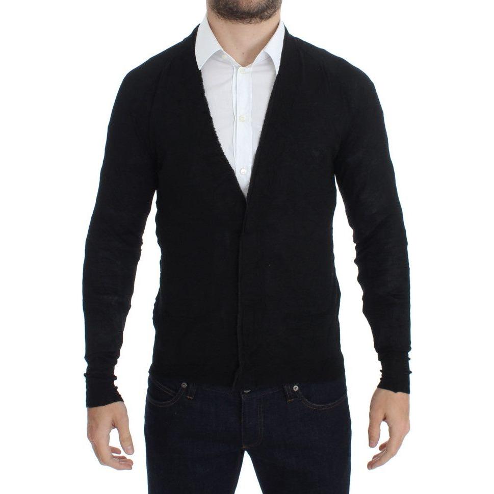 Costume National Black Fine Wool Button Cardigan