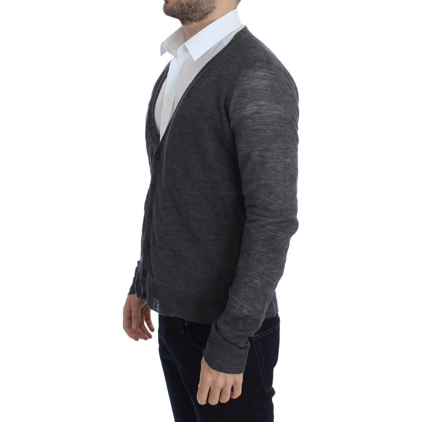 Costume National Gray Wool Button Cardigan Sweater