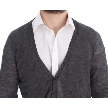 Costume National Gray Wool Button Cardigan Sweater