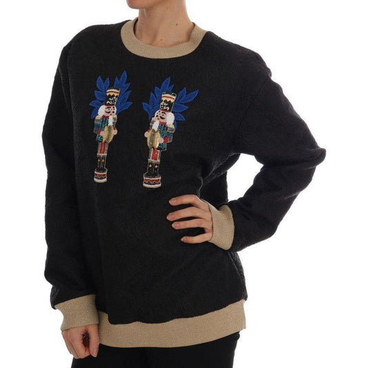 Dolce & Gabbana Black Fairy Tale Brocade Zipper Sweater TSH1744-1