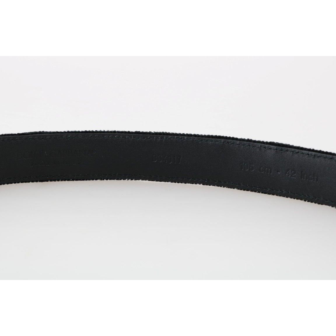 Dolce & Gabbana Black Cotton Royal Bee Embroidery Belt