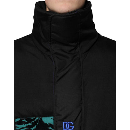 Dolce & Gabbana Black Nylon Puffer Men Full Zip Jacket