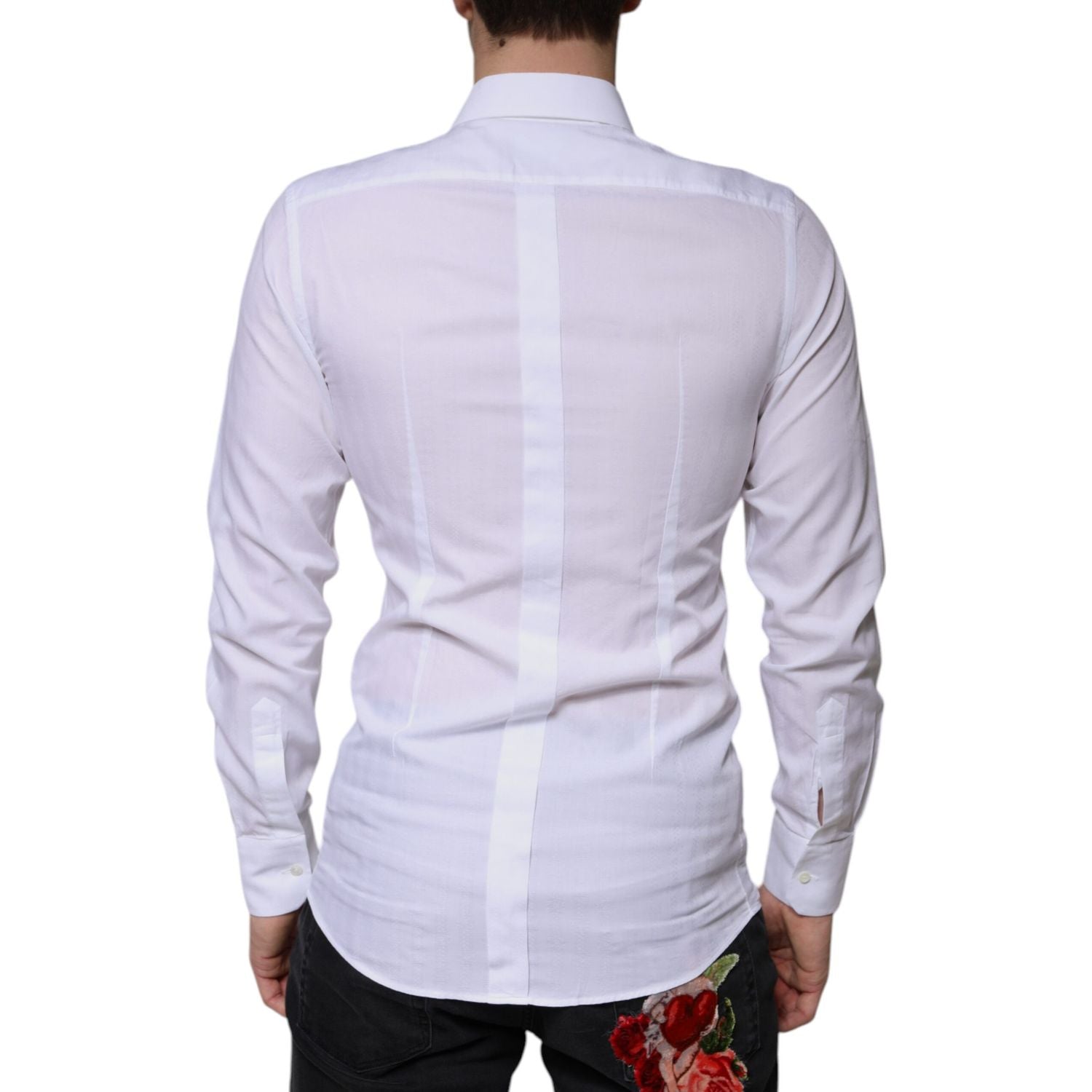 Dolce & Gabbana White Cotton Formal Men GOLD Dress Shirt