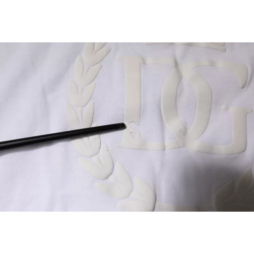 Dolce & Gabbana White Logo Embossed Cotton Crewneck T-shirt