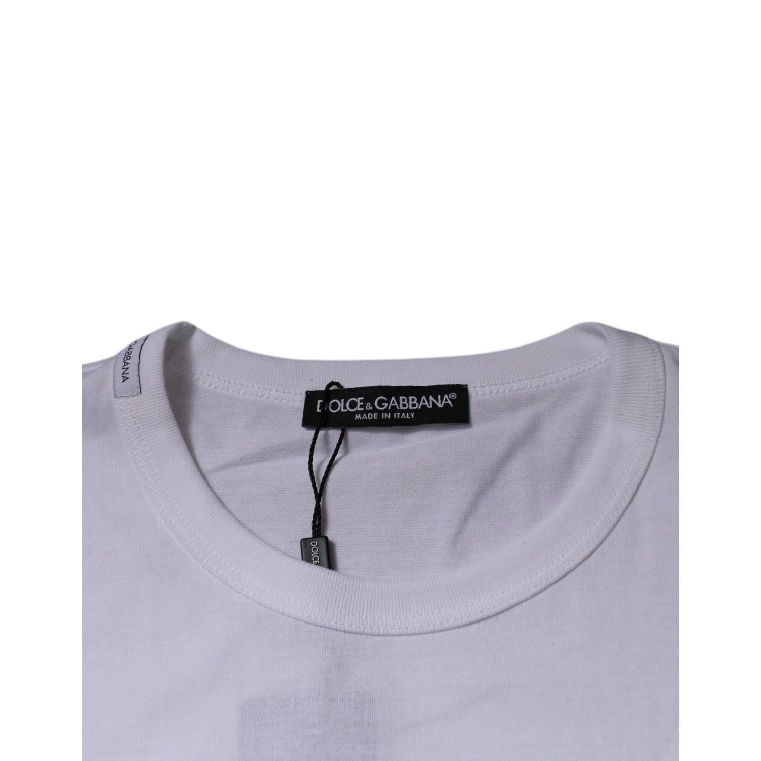 Dolce & Gabbana White Panda King Cotton Crew Neck T-shirt