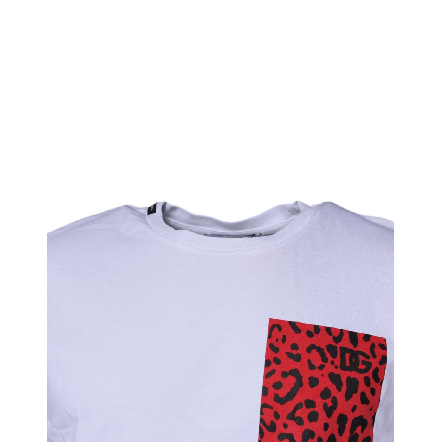 Dolce & Gabbana White Red Leopard Cotton Crew Neck T-shirt