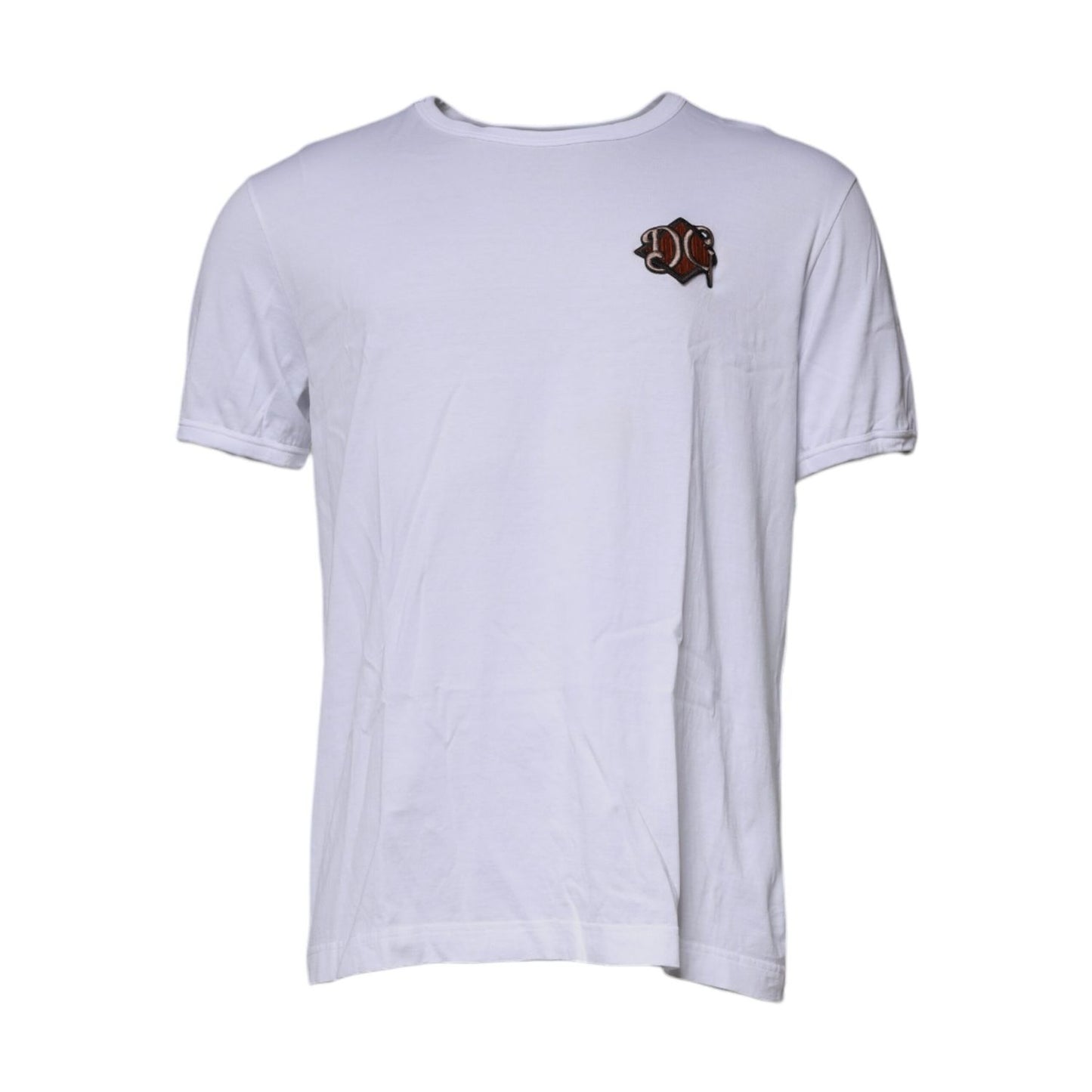 Dolce & Gabbana White DG Embroidery Cotton Crew Neck T-shirt