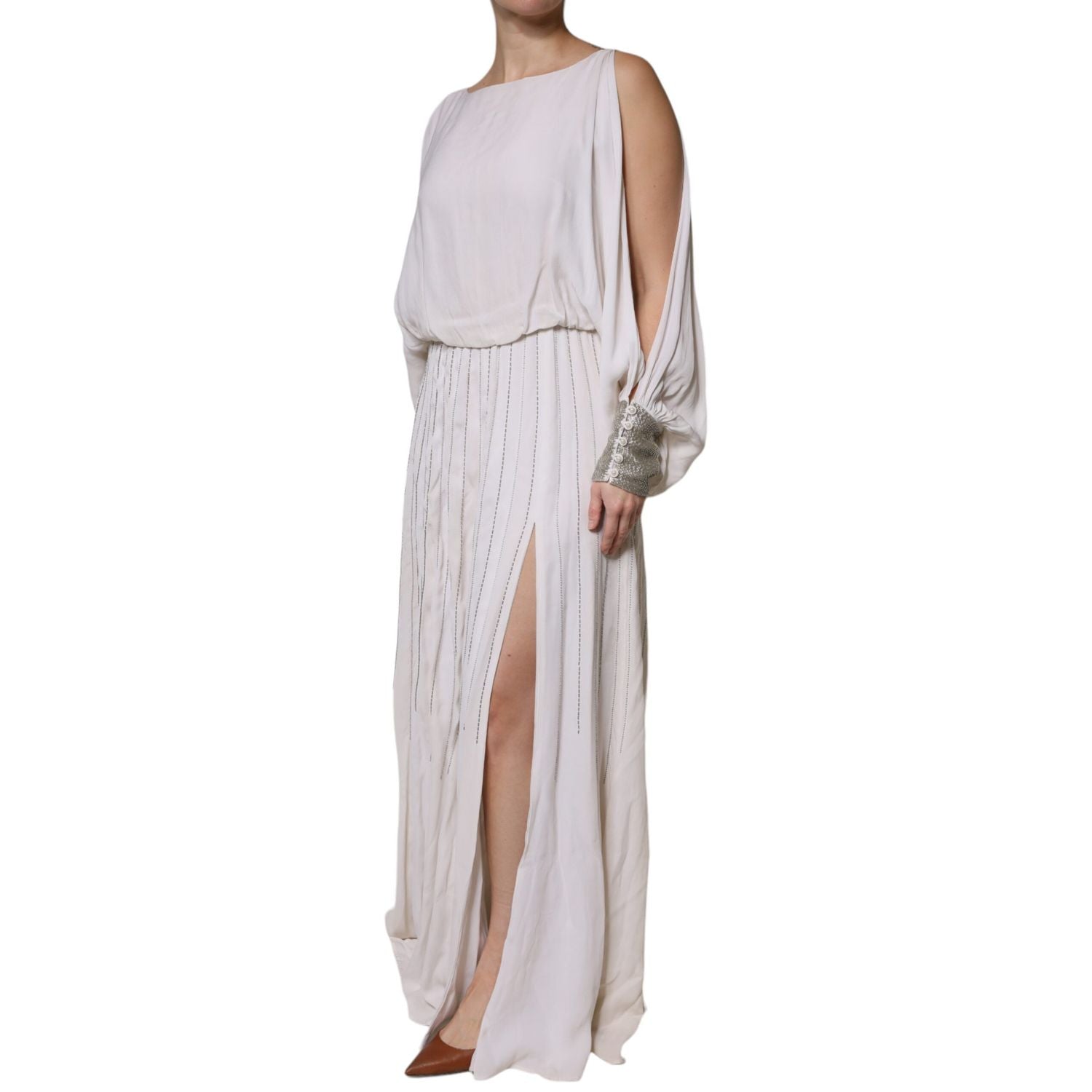 Christian Pellizzari Off White Embellished Long Maxi Dress