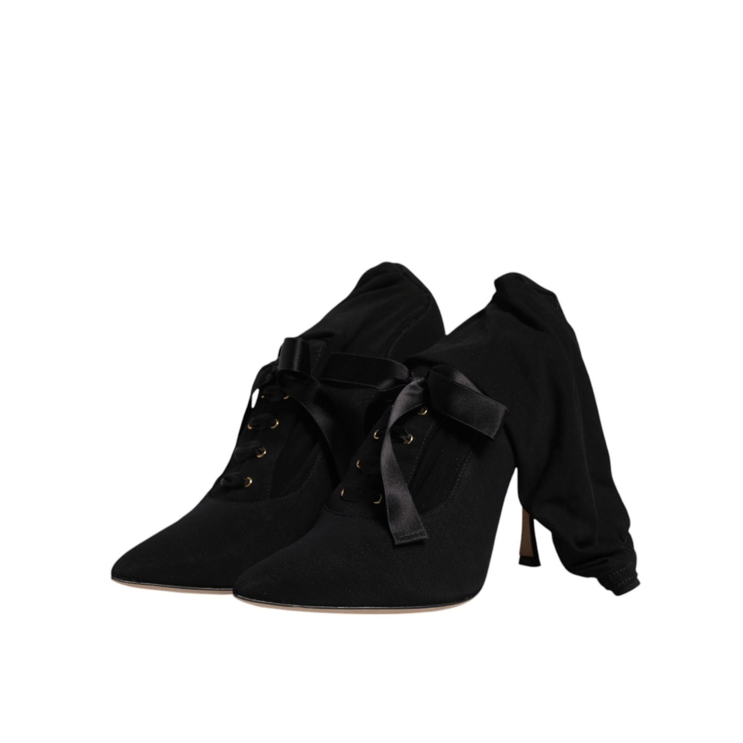 Dolce & Gabbana Black Stiletto Heels Mid Calf Boots Shoes