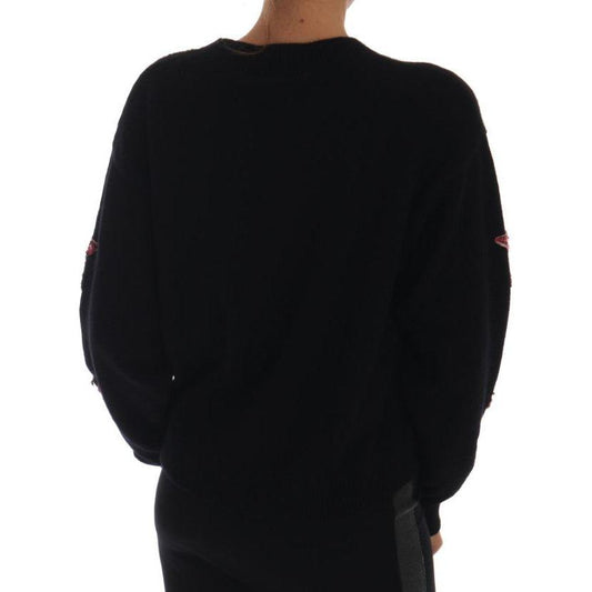 Dolce & Gabbana Fairy Tale Crystal Black Cashmere Sweater TSH1904-4