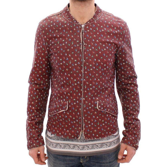 Dolce & Gabbana Bordeaux Leather Boxer Print Jacket Coat GSD12728-1