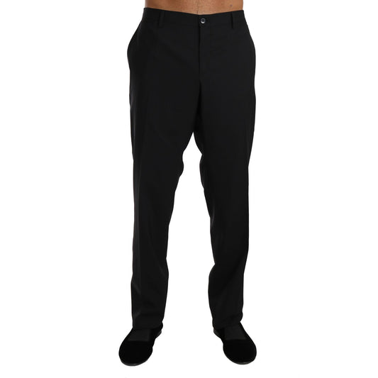 Dolce & Gabbana Black Wool Stretch Formal Trousers Jeans & Pants