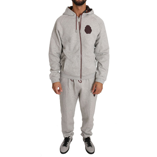 Billionaire Italian Couture Gray Cotton Sweater Pants Tracksuit BIL1020-4