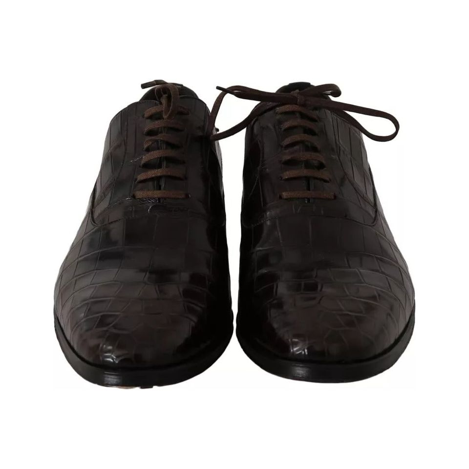 Dolce & Gabbana Brown Patterned Leather Dress Formal Shoes MV1723-44