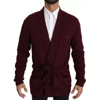 Dolce & Gabbana Bordeaux Cashmere Crown Cardigan Sweater