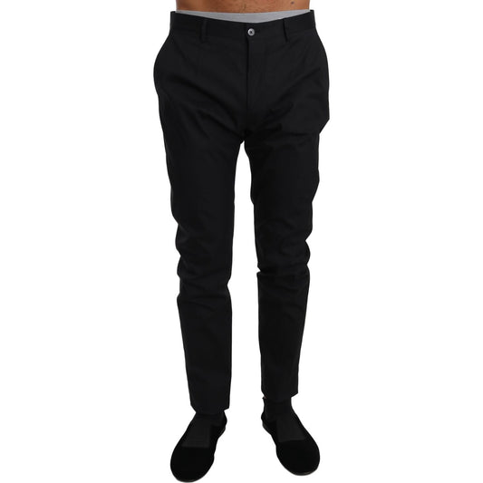Dolce & Gabbana Black Cotton Stretch Formal Trousers Pants Jeans & Pants