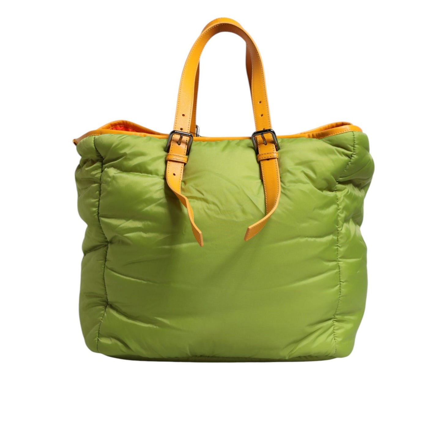 Dolce & Gabbana Green Nylon Padded Logo Plaque Tote Crossbody Bag