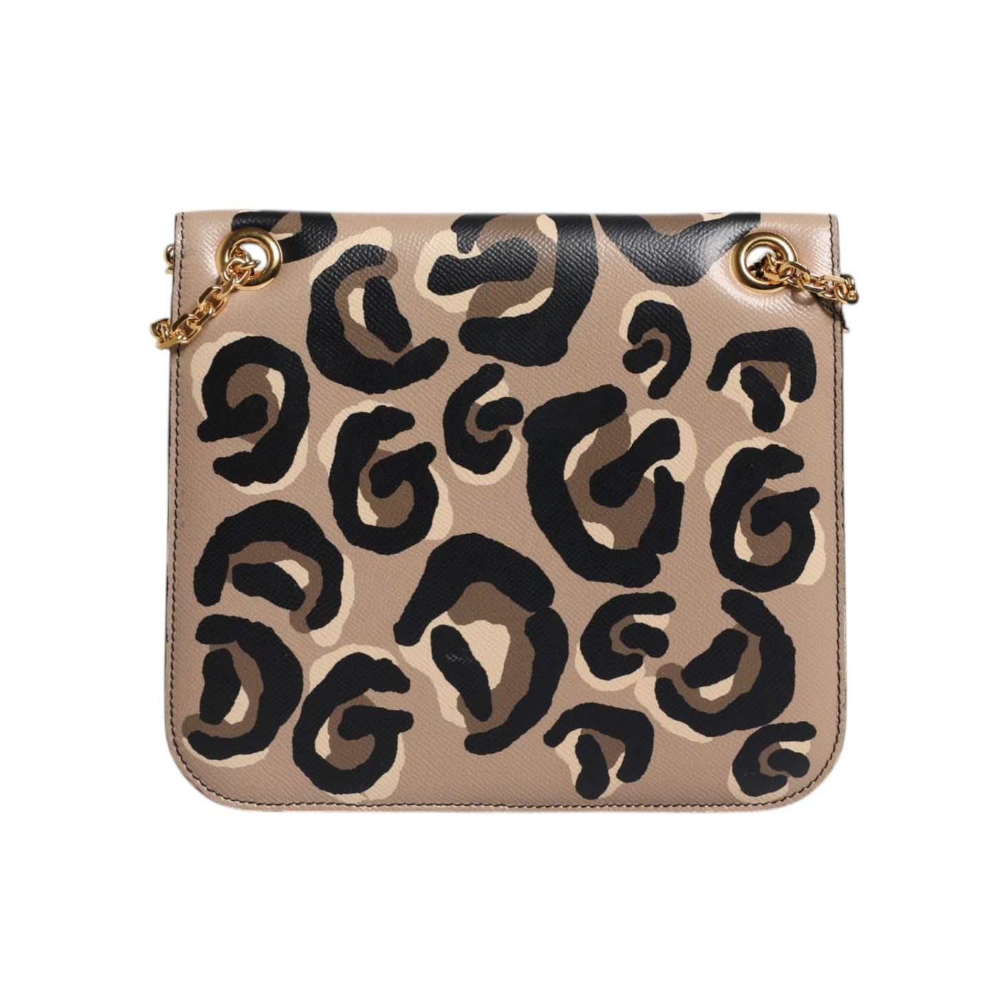 Dolce & Gabbana Beige DG Leopard Pattern Leather Crossbody Bag