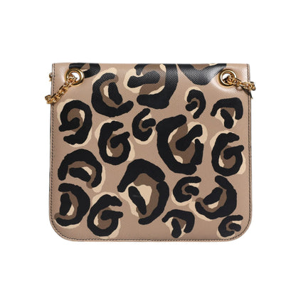 Dolce & Gabbana Beige DG Leopard Pattern Leather Crossbody Bag