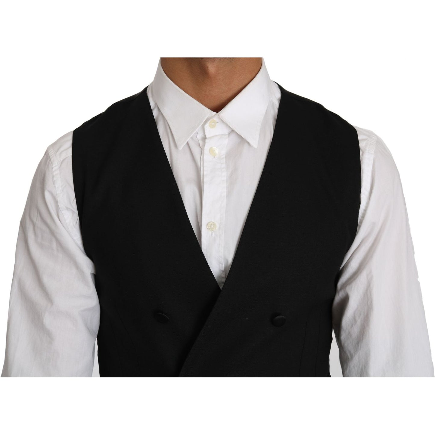 Dolce & Gabbana Gray Wool Double Breasted Waistcoat Vest TSH2661-46