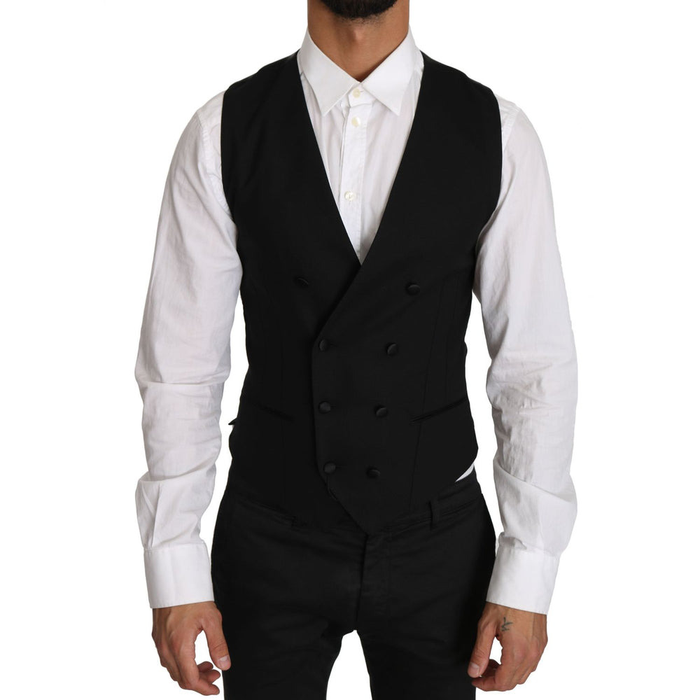 Dolce & Gabbana Gray Wool Double Breasted Waistcoat Vest TSH2661-46