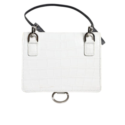 Dolce & Gabbana White Blue Leather Bifold Crossbody Sling Wallet