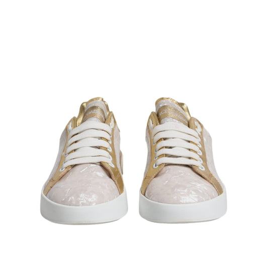 Dolce & Gabbana White Portofino Mother Of Pearl Sneakers Casual Shoes
