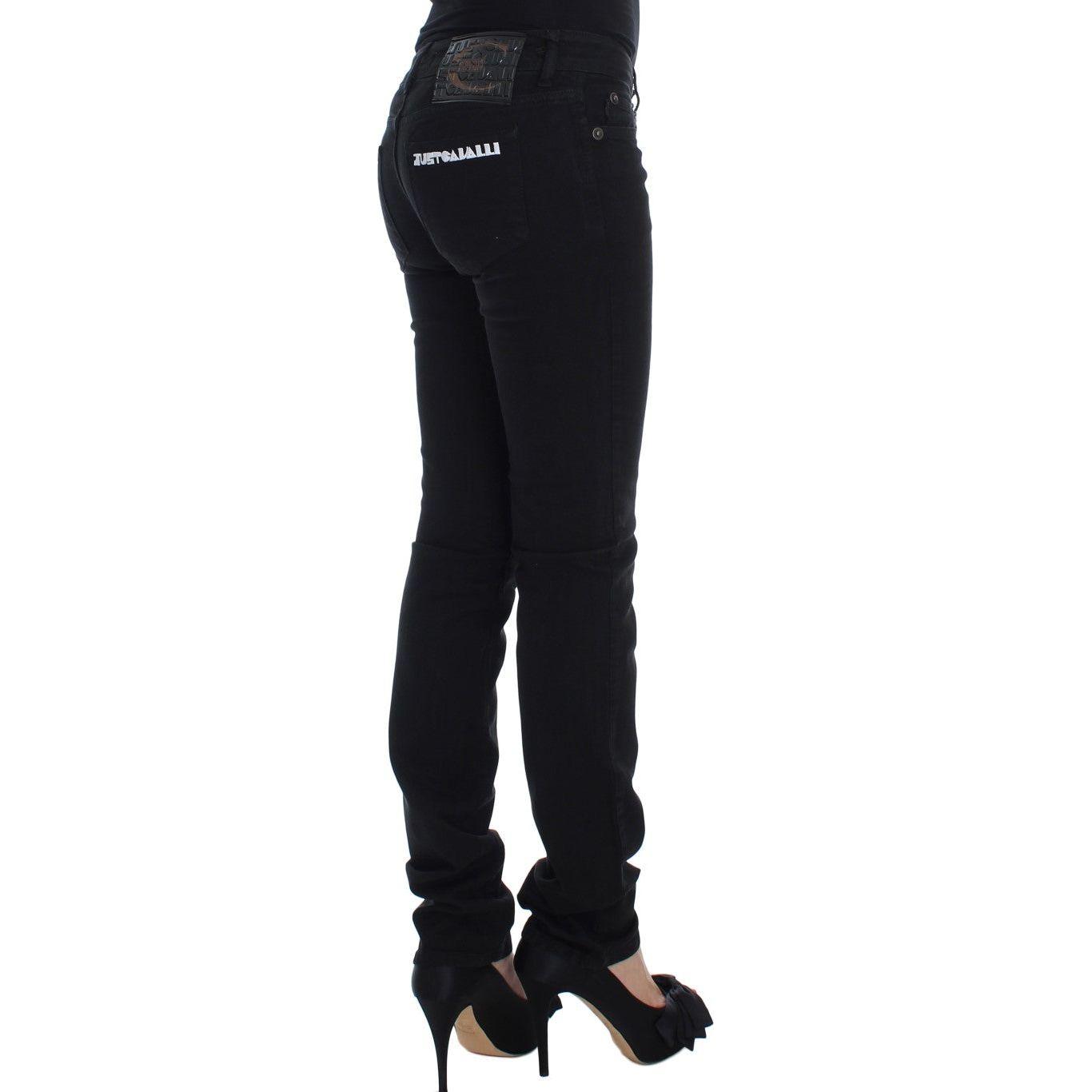 Cavalli Black Cotton Stretch Slim Skinny Fit Jeans Jeans & Pants