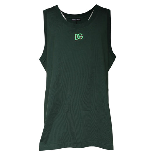 Dolce & Gabbana Green DG Sleeveless Round Neck Tank T-shirt