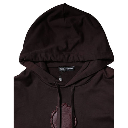 Dolce & Gabbana Brown Cotton Hooded Men Sweatshirt Sweater