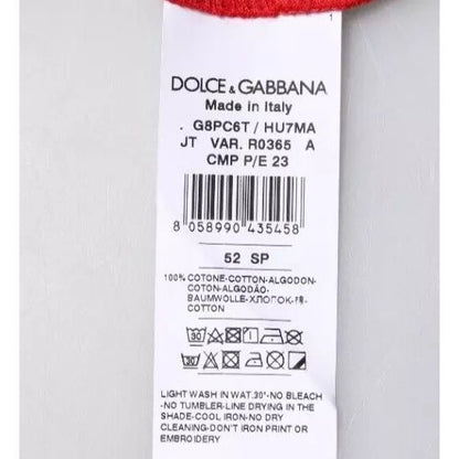 Dolce & Gabbana Red Logo Print Cropped Crew Neck T-shirt